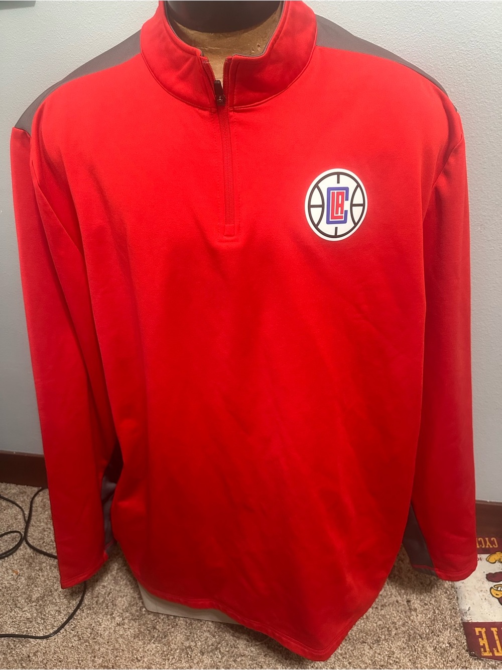 Fanatics‎ LA Clippers Men's Red Quarter-Zip Pullover Sweater Mens 5XL